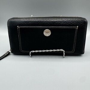 Coach Vintage Black Leather Zip Around Wallet